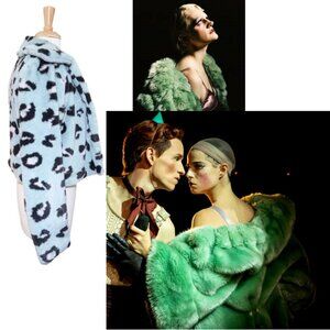 LECHE Faux Fur Leopard Mint-Colored Cropped Jacket